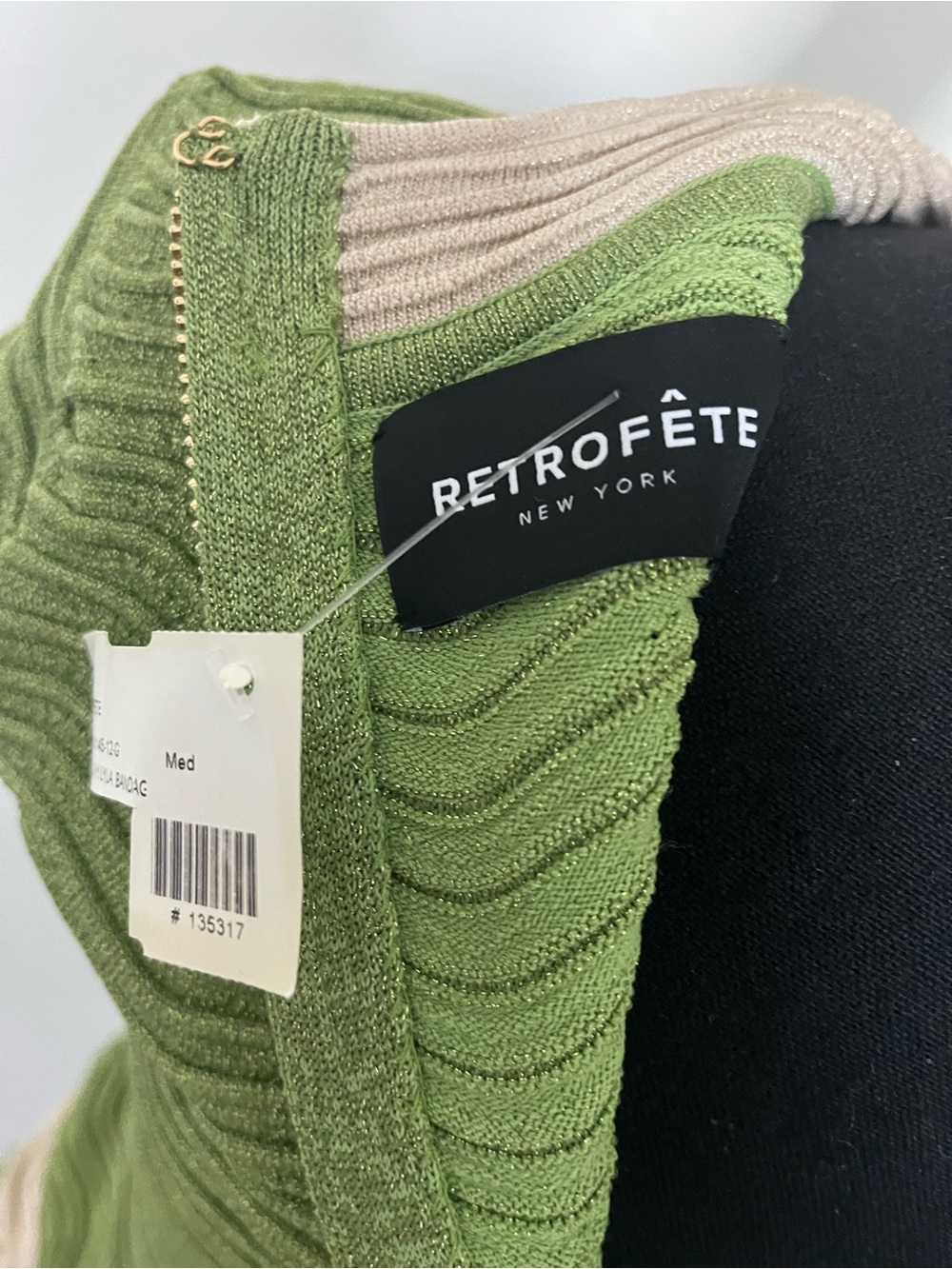 Retrofete Green Mini Knit Two-Piece with Cream Trim - Picture 6 of 10